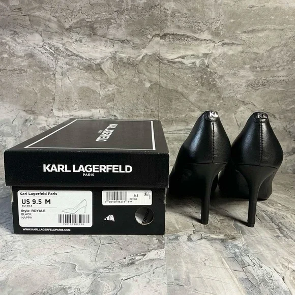 KARL LAGERFELD PARIS Glora Point Toe Leather Pumps - Picture 4 of 4
